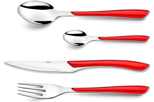 Amefa Eclat Besteckset rot 24tlg (Messer, Gabel, Löffel, Kaffeelöffel)